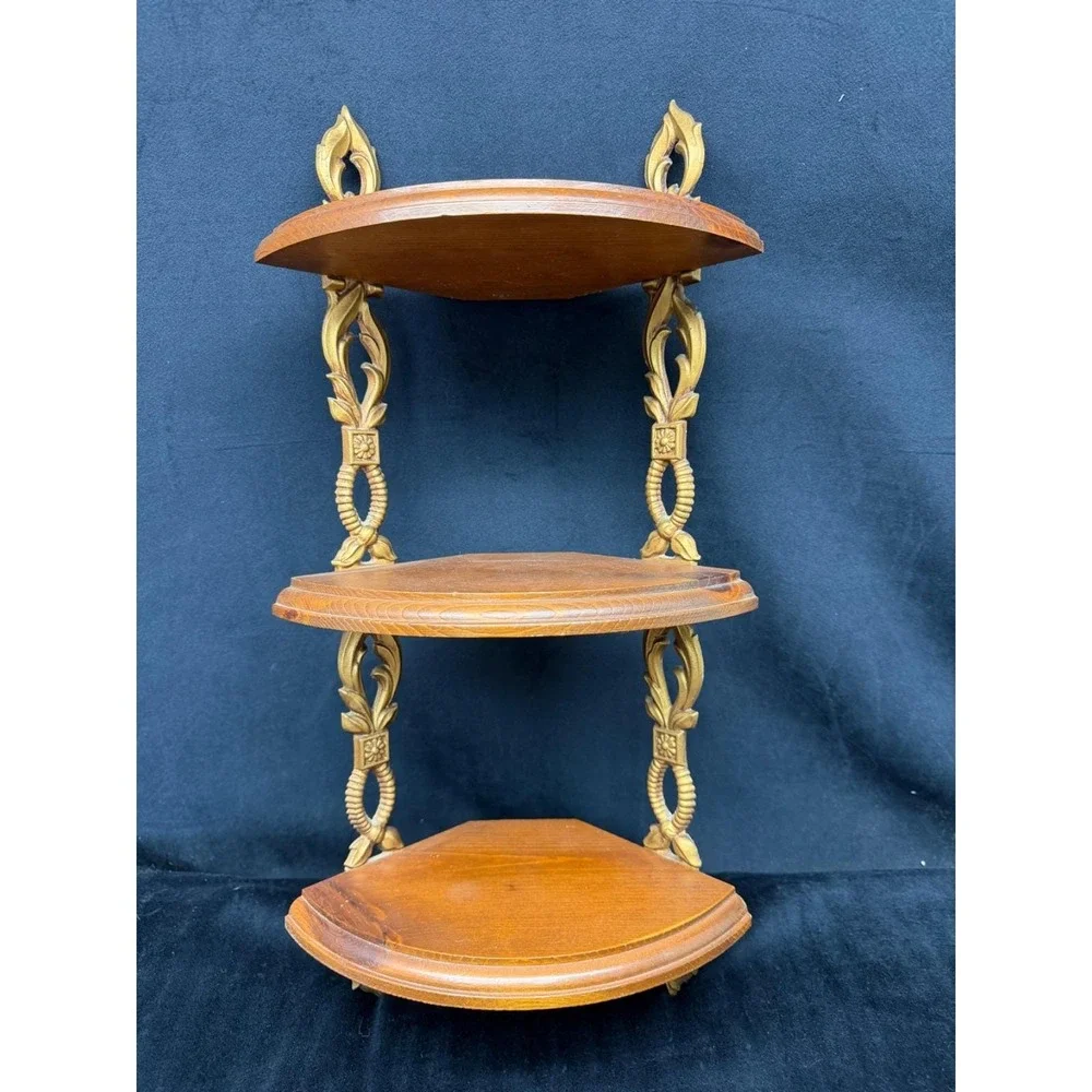 Vintage Sexton 3 Tier Corner Wall Mount Shelf Filagree Cottage Core 20